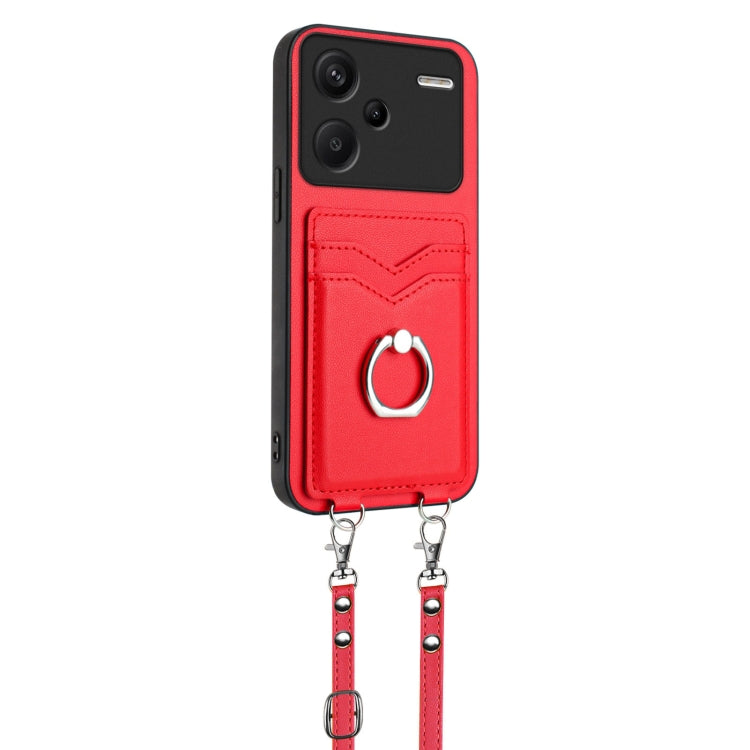 For Xiaomi Redmi Note 13 Pro+ R20 Crossbody Rope Ring Card Holder Phone Case