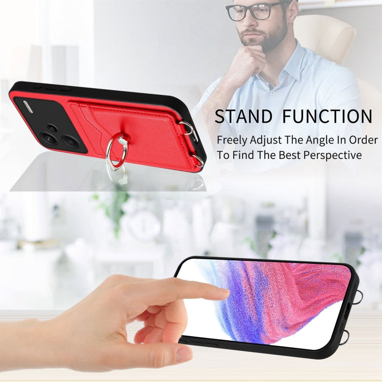For Xiaomi Redmi Note 13 Pro+ R20 Crossbody Rope Ring Card Holder Phone Case
