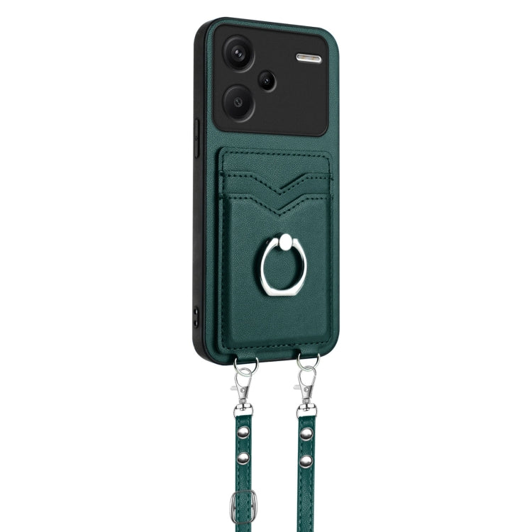 For Xiaomi Redmi Note 13 Pro+ R20 Crossbody Rope Ring Card Holder Phone Case