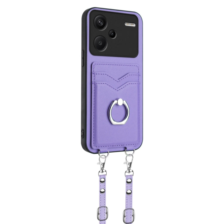 For Xiaomi Redmi Note 13 Pro+ R20 Crossbody Rope Ring Card Holder Phone Case