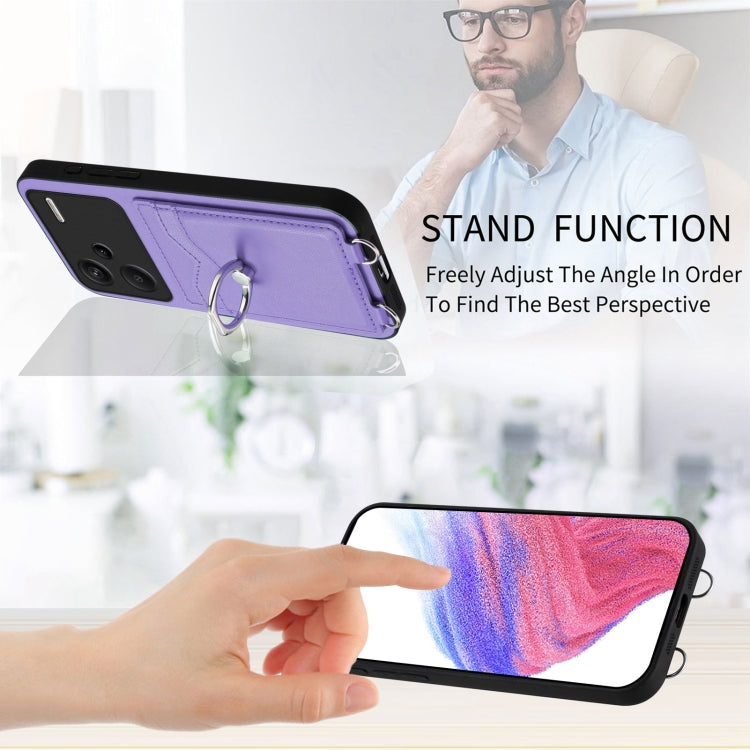 For Xiaomi Redmi Note 13 Pro+ R20 Crossbody Rope Ring Card Holder Phone Case