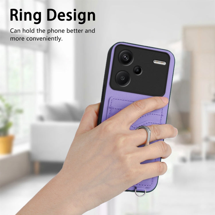 For Xiaomi Redmi Note 13 Pro+ R20 Crossbody Rope Ring Card Holder Phone Case