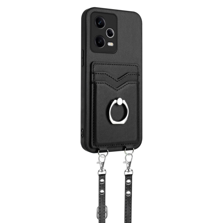 For Xiaomi Redmi Note 12 Pro 5G R20 Crossbody Rope Ring Card Holder Phone Case