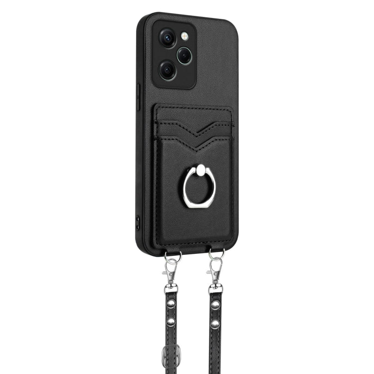 For Xiaomi Redmi Note 12 Pro Speed R20 Crossbody Rope Ring Card Holder Phone Case