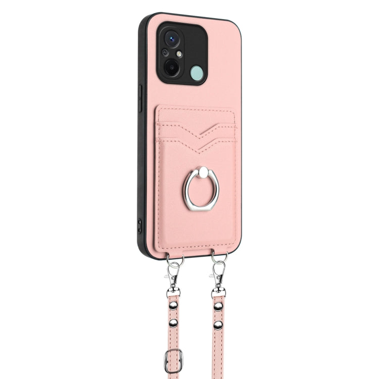 For Xiaomi Redmi 12C / 11A R20 Crossbody Rope Ring Card Holder Phone Case