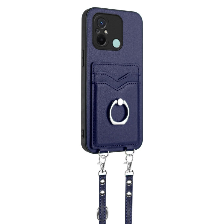 For Xiaomi Redmi 12C / 11A R20 Crossbody Rope Ring Card Holder Phone Case