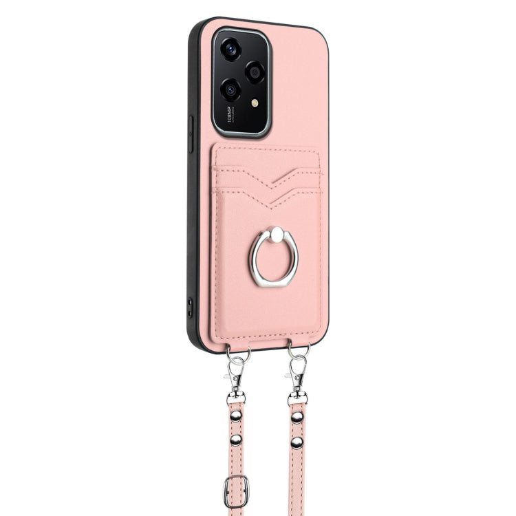 For Honor 200 Lite Global R20 Crossbody Rope Ring Card Holder Phone Case