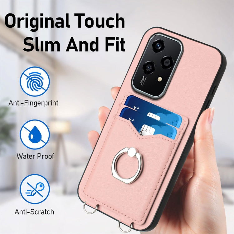 For Honor 200 Lite Global R20 Crossbody Rope Ring Card Holder Phone Case