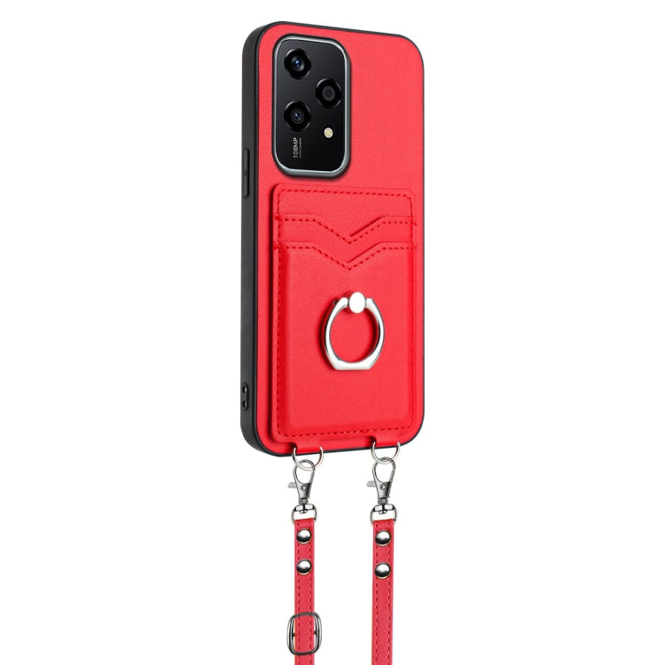 For Honor 200 Lite Global R20 Crossbody Rope Ring Card Holder Phone Case
