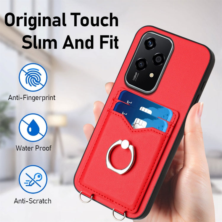 For Honor 200 Lite Global R20 Crossbody Rope Ring Card Holder Phone Case