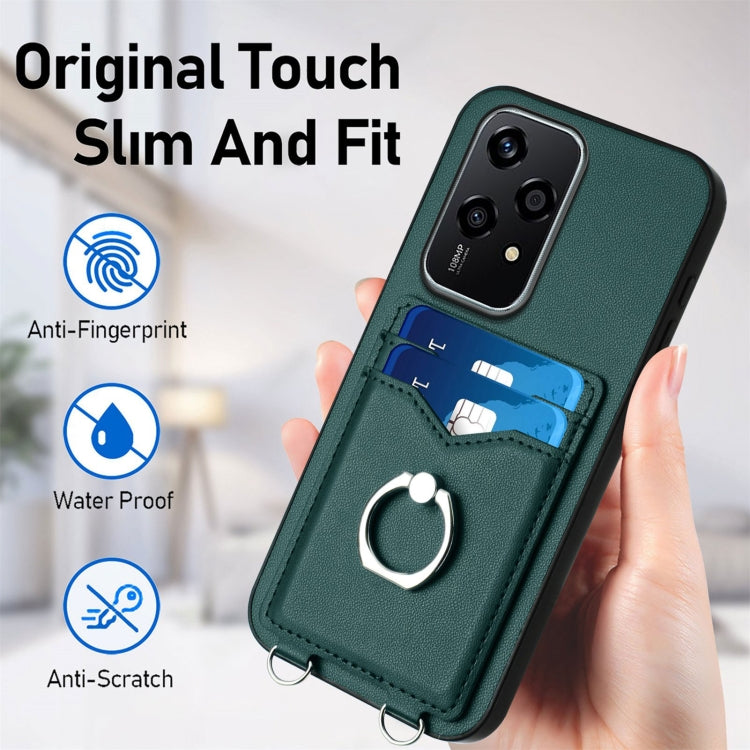For Honor 200 Lite Global R20 Crossbody Rope Ring Card Holder Phone Case