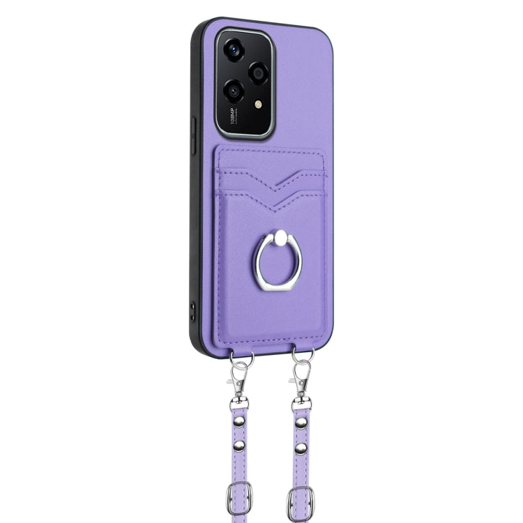 For Honor 200 Lite Global R20 Crossbody Rope Ring Card Holder Phone Case