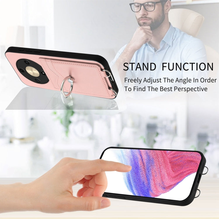 For Honor X9b / Magic6 Lite R20 Crossbody Rope Ring Card Holder Phone Case