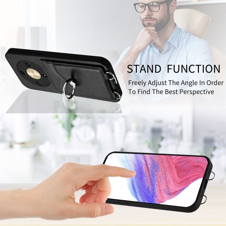 For Honor X9b / Magic6 Lite R20 Crossbody Rope Ring Card Holder Phone Case