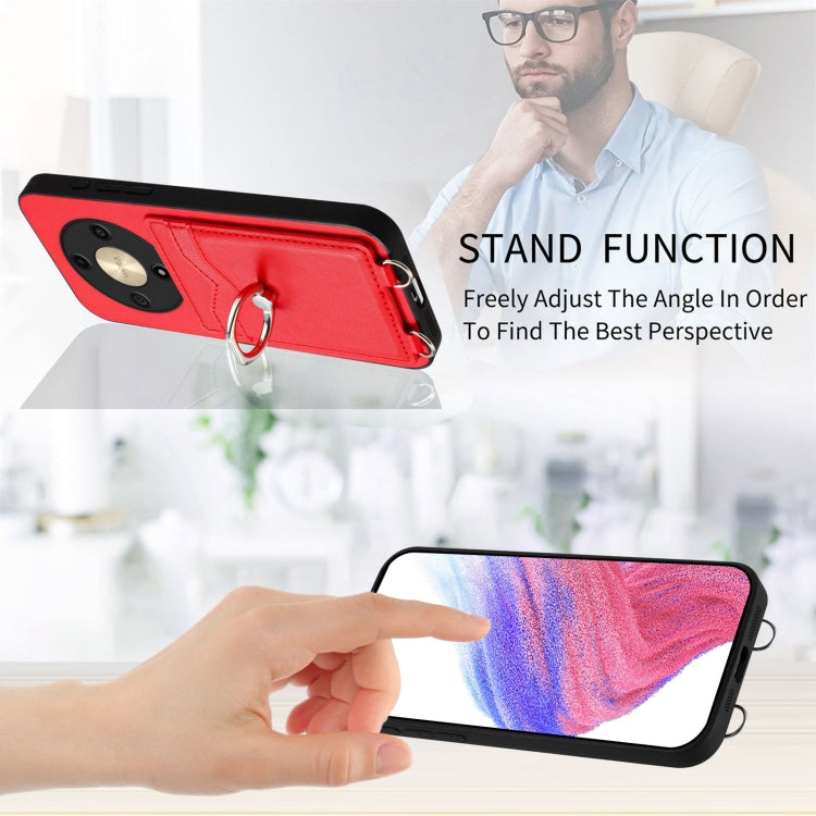 For Honor X9b / Magic6 Lite R20 Crossbody Rope Ring Card Holder Phone Case