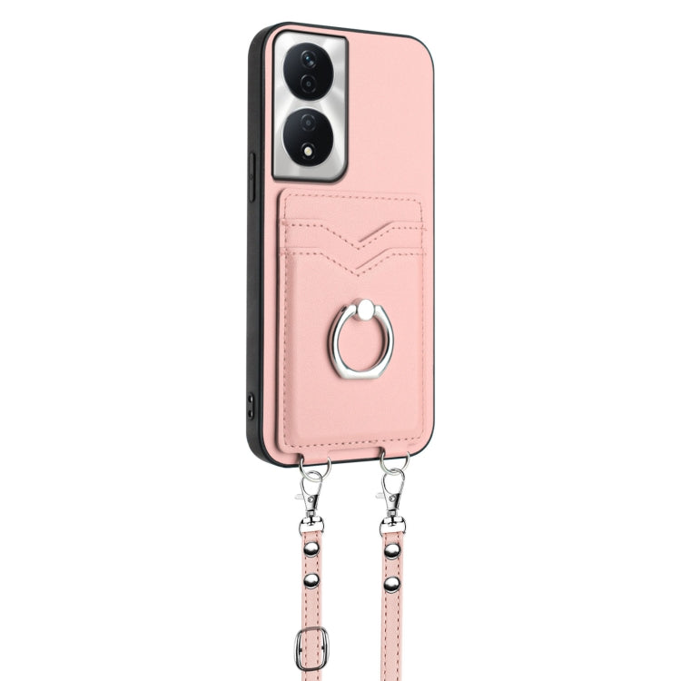 For Honor X7b / Play 8T 5G R20 Crossbody Rope Ring Card Holder Phone Case