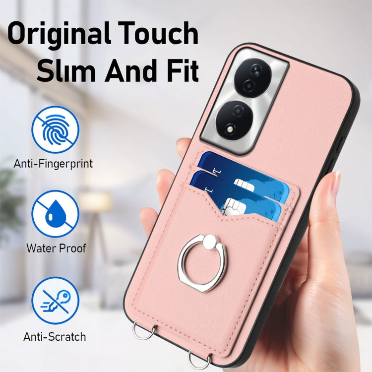 For Honor X7b / Play 8T 5G R20 Crossbody Rope Ring Card Holder Phone Case