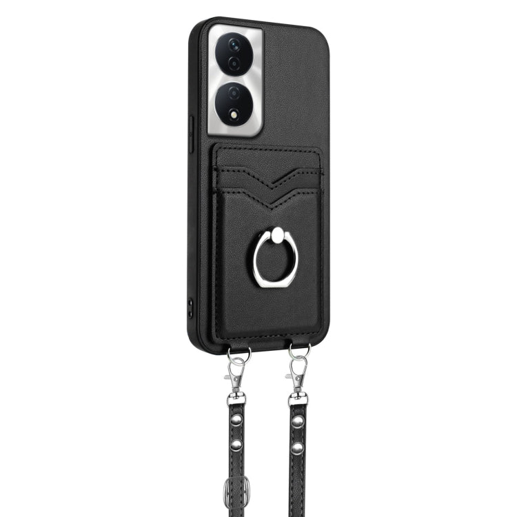 For Honor X7b / Play 8T 5G R20 Crossbody Rope Ring Card Holder Phone Case