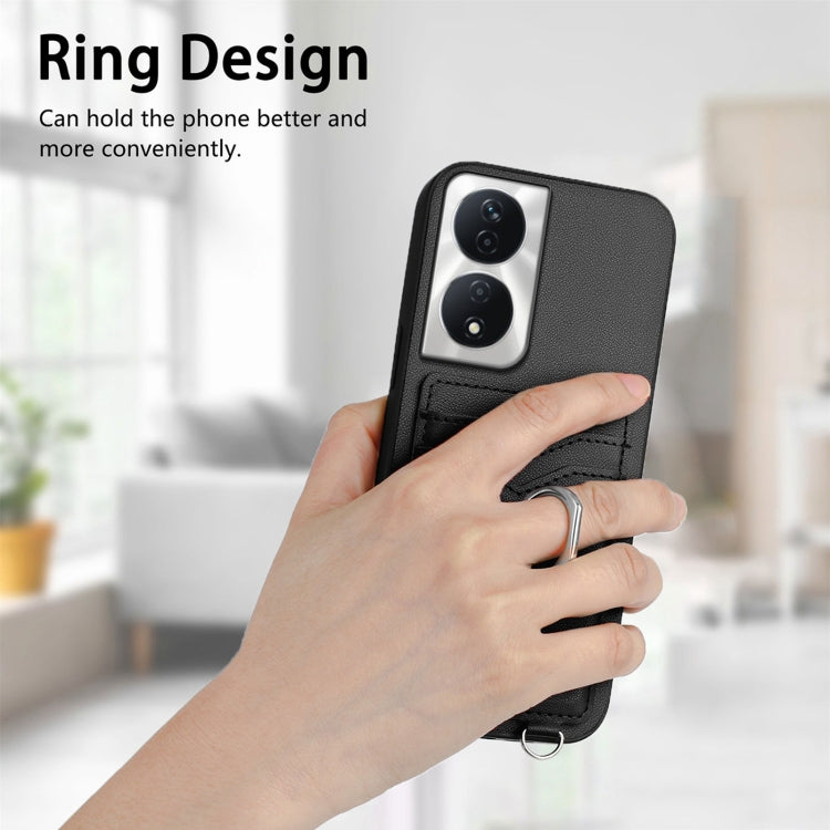 For Honor X7b / Play 8T 5G R20 Crossbody Rope Ring Card Holder Phone Case