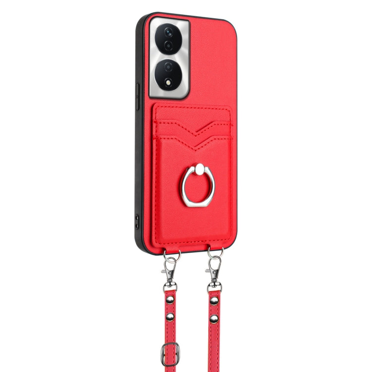 For Honor X7b / Play 8T 5G R20 Crossbody Rope Ring Card Holder Phone Case