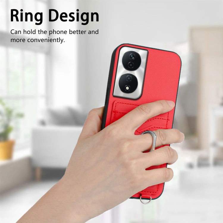 For Honor X7b / Play 8T 5G R20 Crossbody Rope Ring Card Holder Phone Case