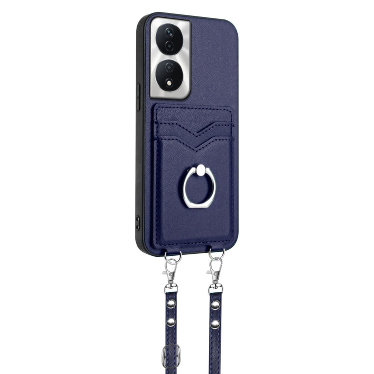 For Honor X7b / Play 8T 5G R20 Crossbody Rope Ring Card Holder Phone Case