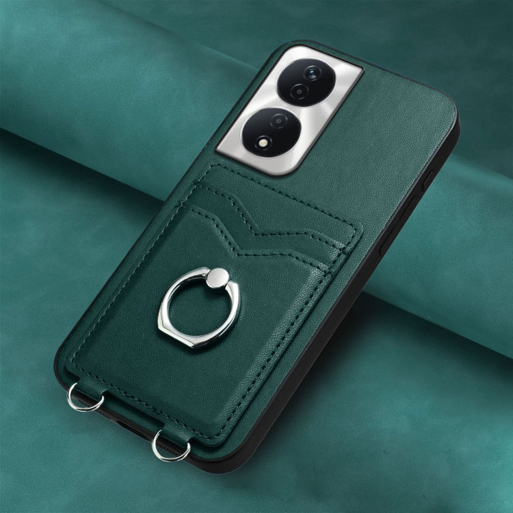 For Honor X7b / Play 8T 5G R20 Crossbody Rope Ring Card Holder Phone Case