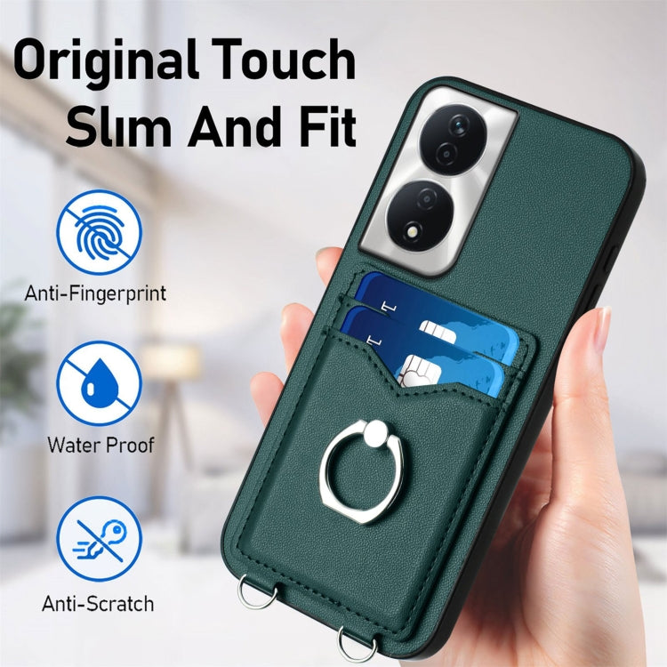 For Honor X7b / Play 8T 5G R20 Crossbody Rope Ring Card Holder Phone Case