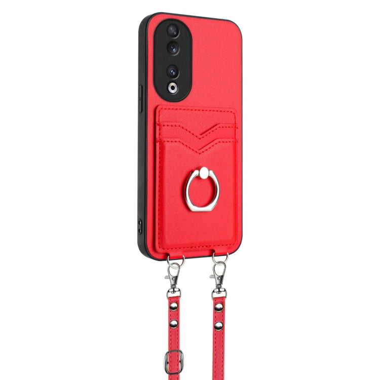 For Honor 90 R20 Crossbody Rope Ring Card Holder Phone Case
