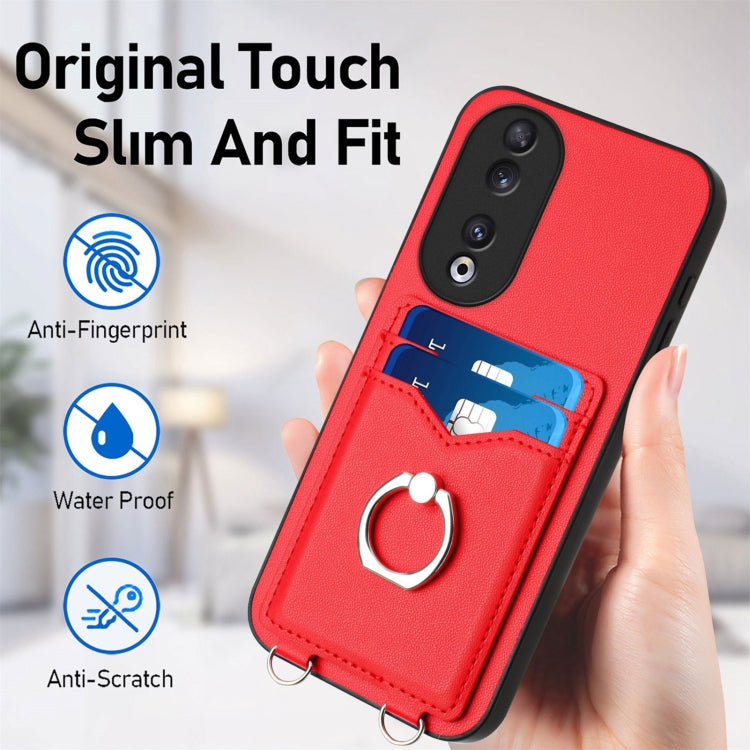 For Honor 90 R20 Crossbody Rope Ring Card Holder Phone Case
