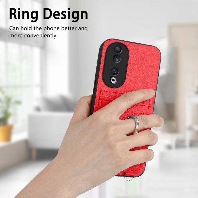 For Honor 90 R20 Crossbody Rope Ring Card Holder Phone Case