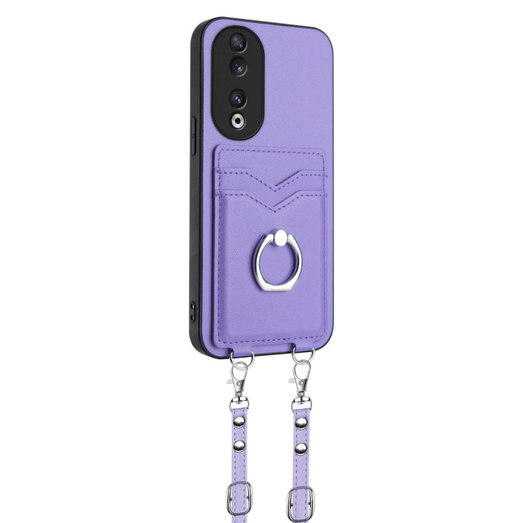 For Honor 90 R20 Crossbody Rope Ring Card Holder Phone Case