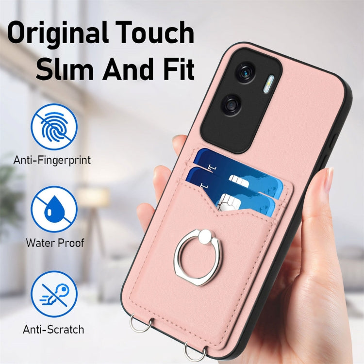 For Honor X50i R20 Crossbody Rope Ring Card Holder Phone Case