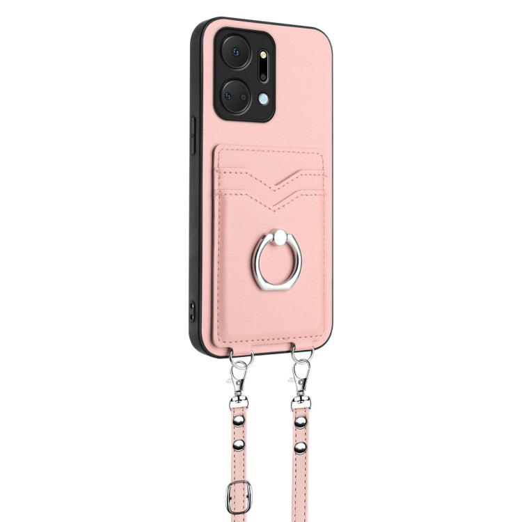 For Honor X7a / Play7T R20 Crossbody Rope Ring Card Holder Phone Case