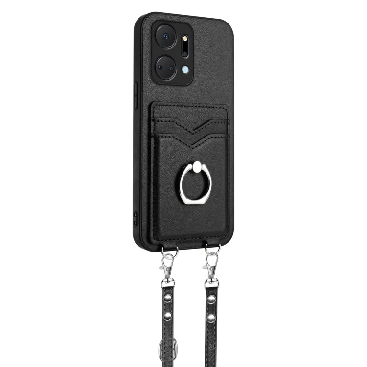For Honor X7a / Play7T R20 Crossbody Rope Ring Card Holder Phone Case