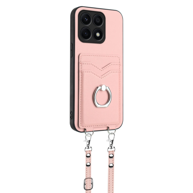 For Honor X8a R20 Crossbody Rope Ring Card Holder Phone Case