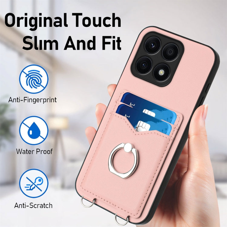 For Honor X8a R20 Crossbody Rope Ring Card Holder Phone Case