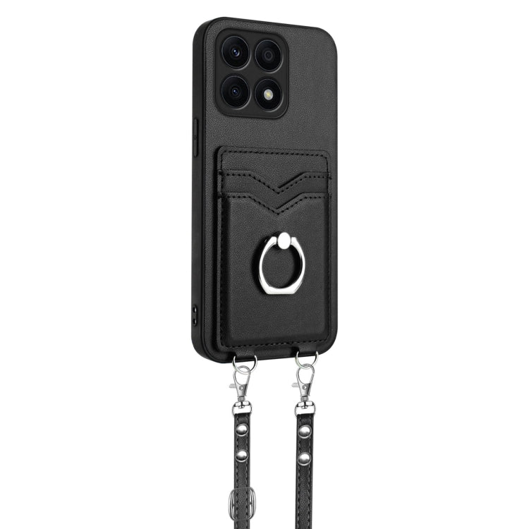 For Honor X8a R20 Crossbody Rope Ring Card Holder Phone Case