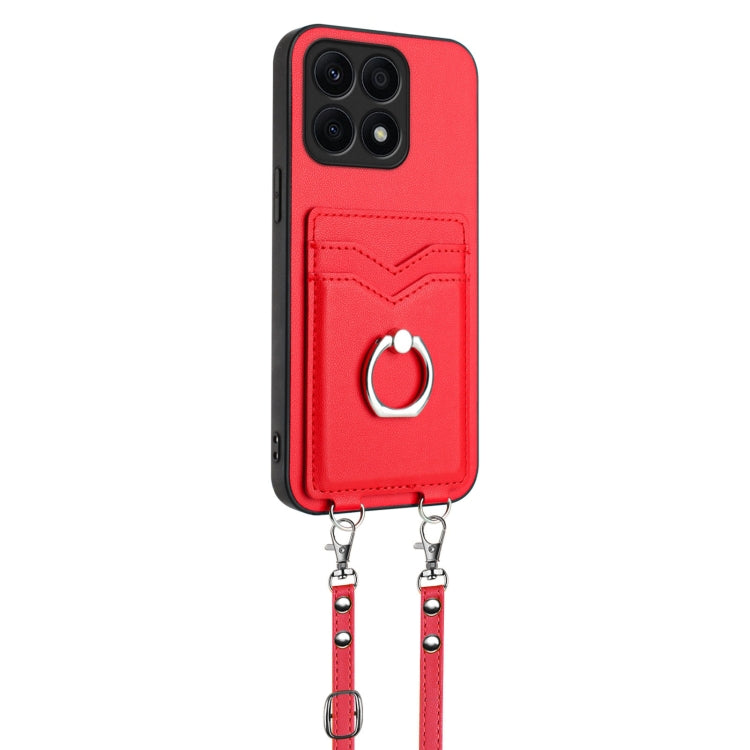For Honor X8a R20 Crossbody Rope Ring Card Holder Phone Case