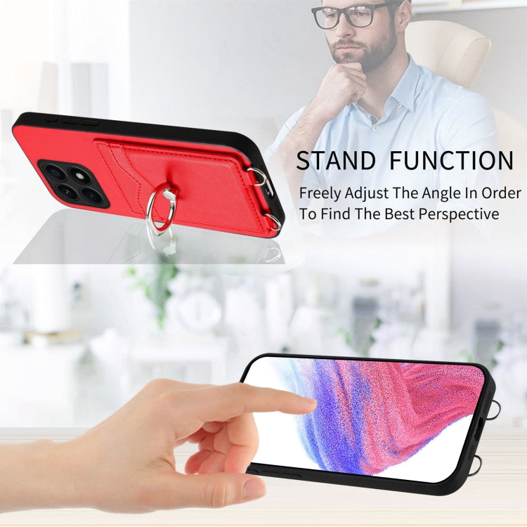 For Honor X8a R20 Crossbody Rope Ring Card Holder Phone Case