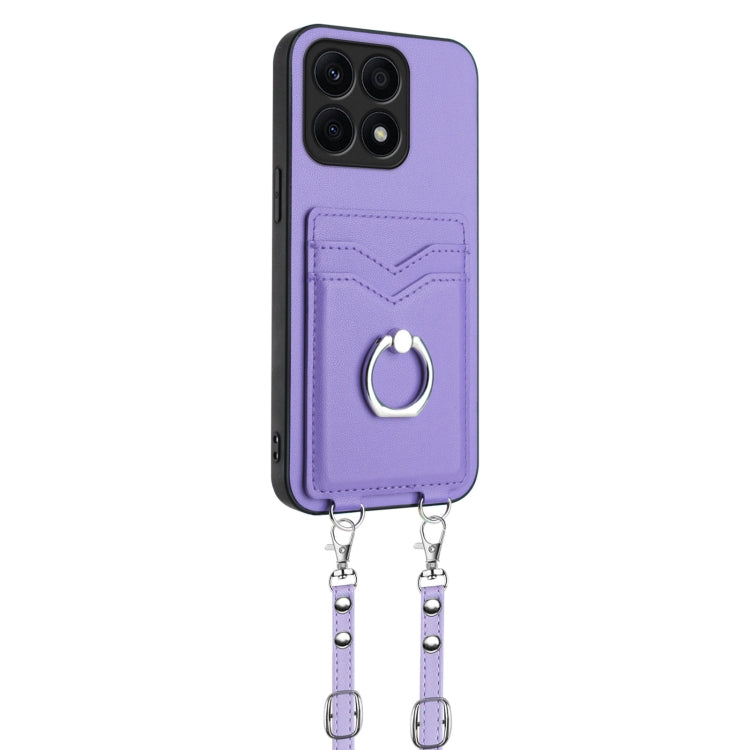 For Honor X8a R20 Crossbody Rope Ring Card Holder Phone Case