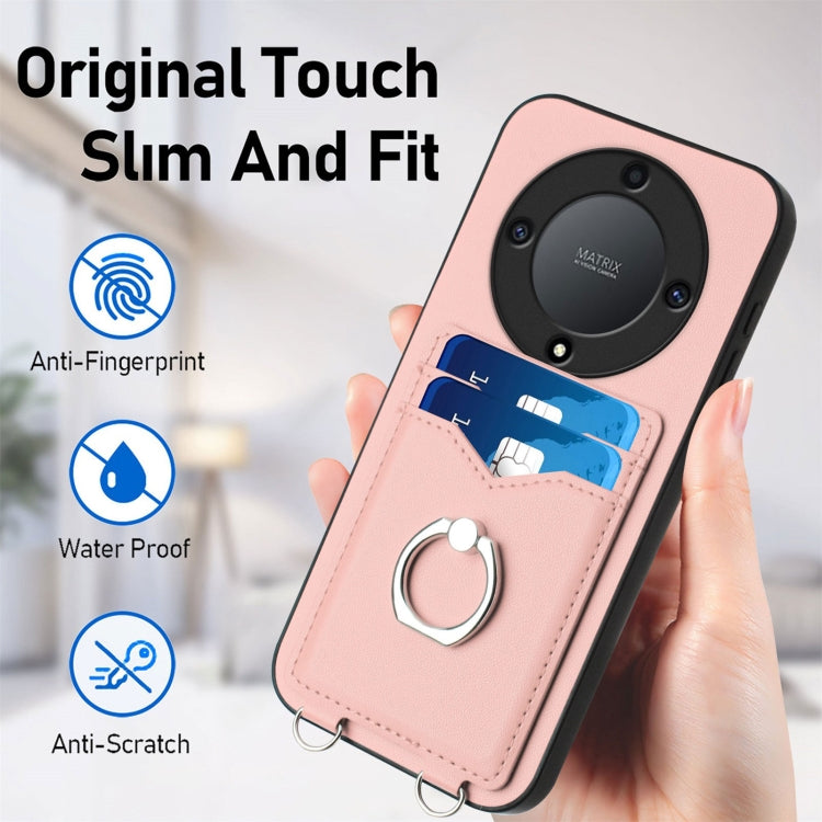 For Honor X9a / Magic5 Lite R20 Crossbody Rope Ring Card Holder Phone Case