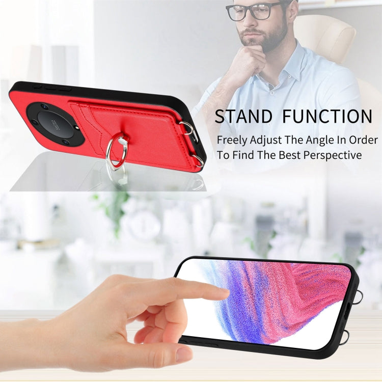 For Honor X9a / Magic5 Lite R20 Crossbody Rope Ring Card Holder Phone Case