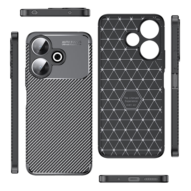 For Xiaomi Redmi 13 4G Carbon Fiber Texture Shockproof TPU Phone Case - Black