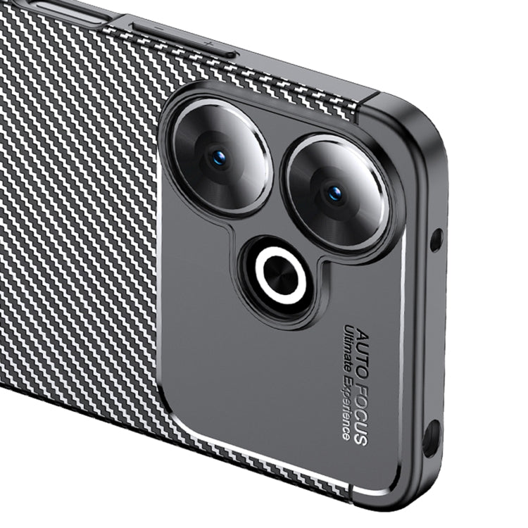 For Xiaomi Redmi 13 4G Carbon Fiber Texture Shockproof TPU Phone Case - Black