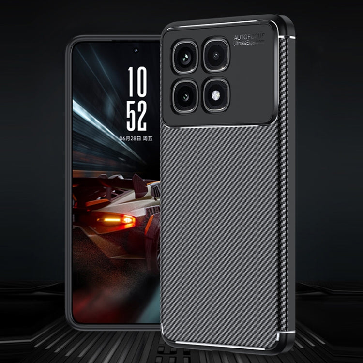 For Redmi K70 Ultra Carbon Fiber Texture Shockproof TPU Phone Case - Black