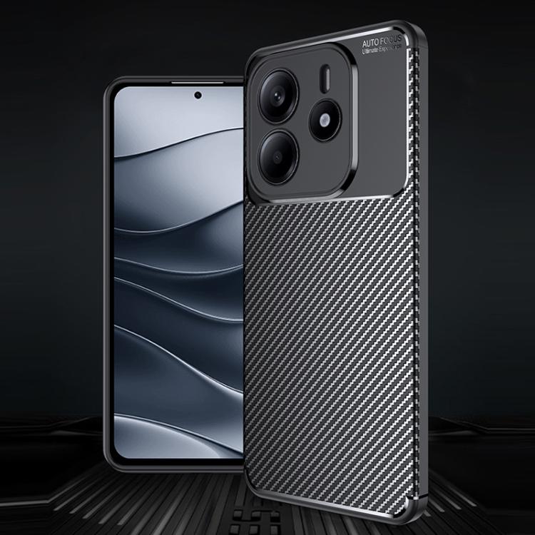 For Redmi Note 14 4G 163.25mm Carbon Fiber Texture Shockproof TPU Phone Case - Black