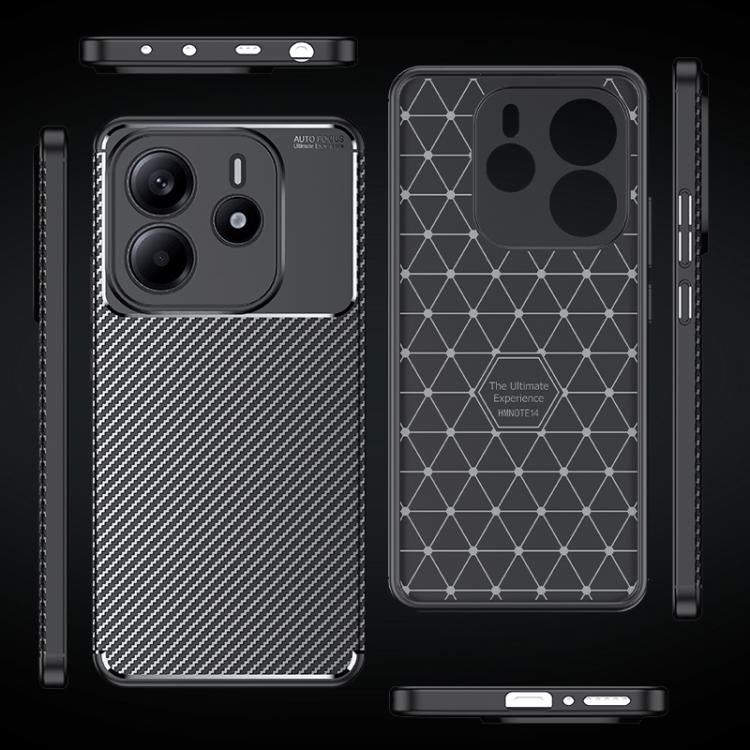 For Redmi Note 14 4G 163.25mm Carbon Fiber Texture Shockproof TPU Phone Case - Black
