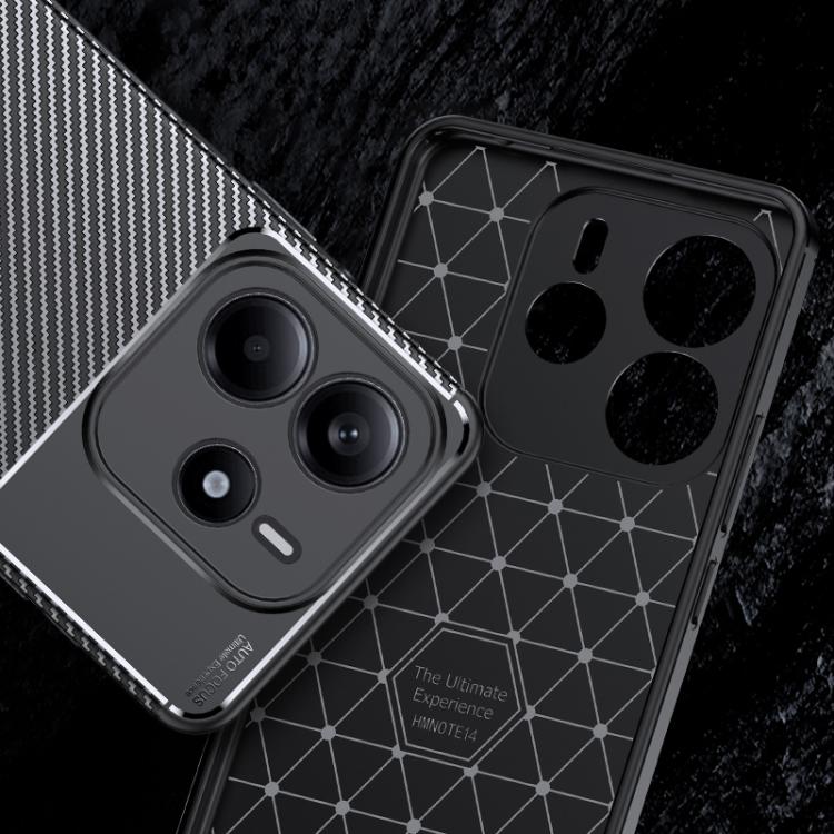 For Redmi Note 14 4G 163.25mm Carbon Fiber Texture Shockproof TPU Phone Case - Black