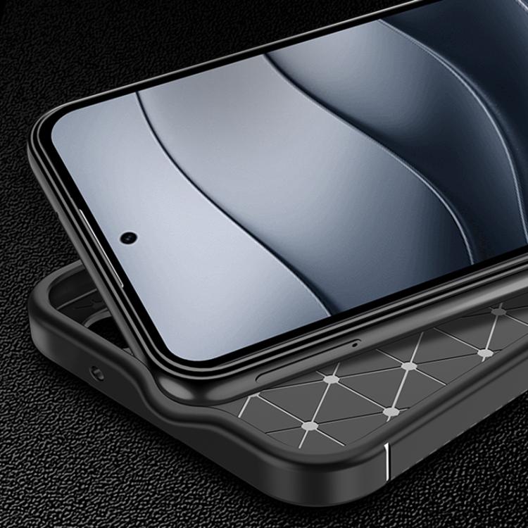 For Redmi Note 14 4G 163.25mm Carbon Fiber Texture Shockproof TPU Phone Case - Black